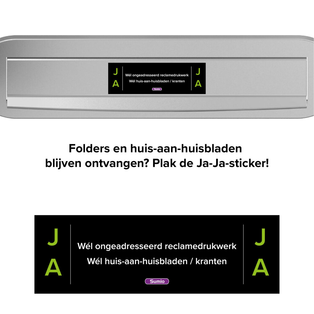 Ja-Ja Ongeadresseerde reclame Brievenbus sticker 10 x 3 cm