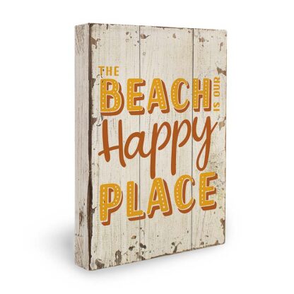 The beach is our happy place Houten Decoratie 15 x 2,5 x 20 cm