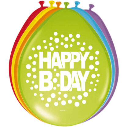 Afbeelding van 8 Happy Birthday Latex Ballonnen