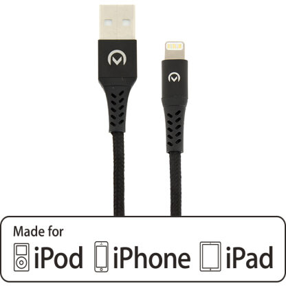 Mobilize Nylon Gevlochten Apple Lightning Kabel 2.4A Zwart