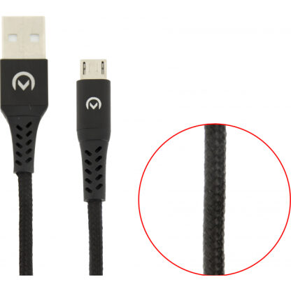 Mobilize Nylon Gevlochten Micro USB Kabel 2.4A Zwart