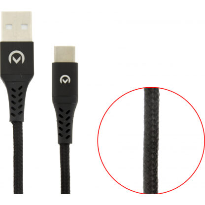 Mobilize Nylon Gevlochten USB-C Kabel 3A 1 m Zwart