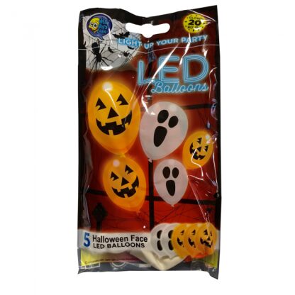 Halloween Gezicht LED Ballonnen 30 cm - 5 stuks