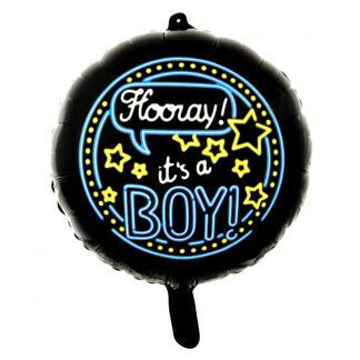 It's a boy Neon Folie Ballon 45 cm inclusief Helium