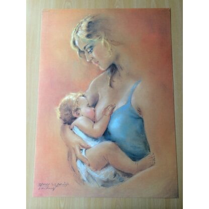 Moeder met kind litho 50 x 70 cm