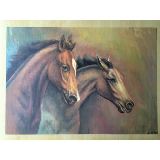 Twee paarden litho 50 x 70 cm