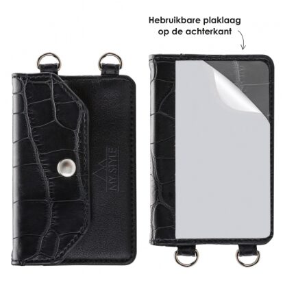 My Style Crossbody Stick-On Phone Pocket with RFID Black Croco