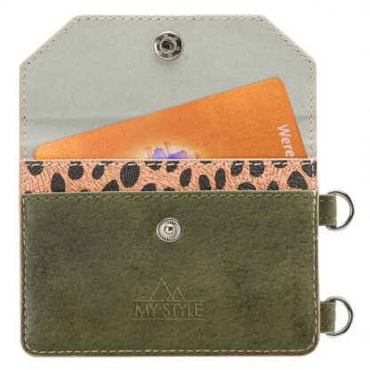 My Style Crossbody Stick-On Phone Pocket with RFID Green Leopard