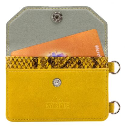 My Style Crossbody Stick-On Phone Pocket with RFID Yellow Snake