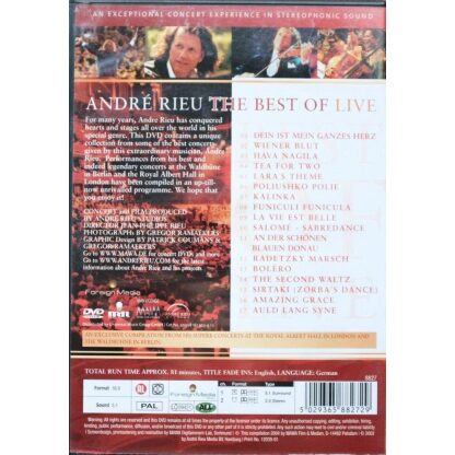 André Rieu The Best Of Live DVD achterkant