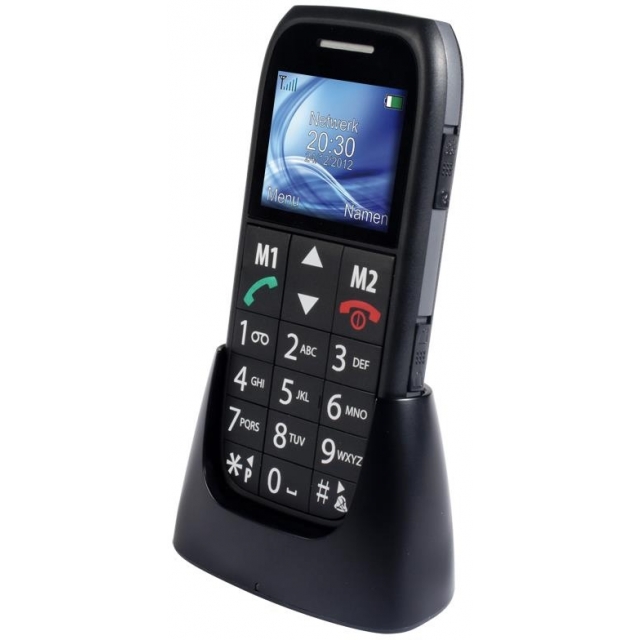 Eenvoudige mobiele telefoon met grote knoppen en SOS noodknop