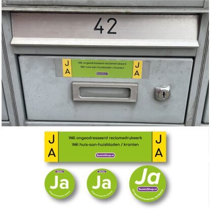 Ja en Ja-Ja Ongeadresseerde reclame - Brievenbus stickers - Pakket met 4 stickers